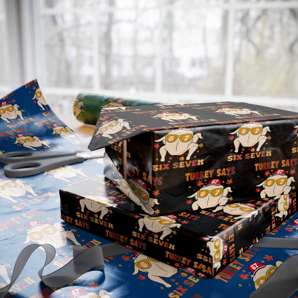 Turkey Says Six Seven Wrapping Paper Roll Funny Thanksgiving Meme Gift - Wonder Print Shop