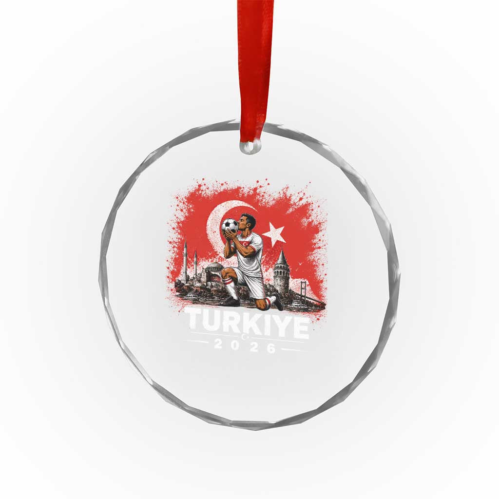 Turkish Soccer 2026 Crystal Glass Ornament Turkey Football Fan Vintage Turkish Pride