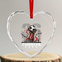 Turkish Soccer Heart Crystal Glass Ornament Turkey Football Fan Vintage Turkish Pride