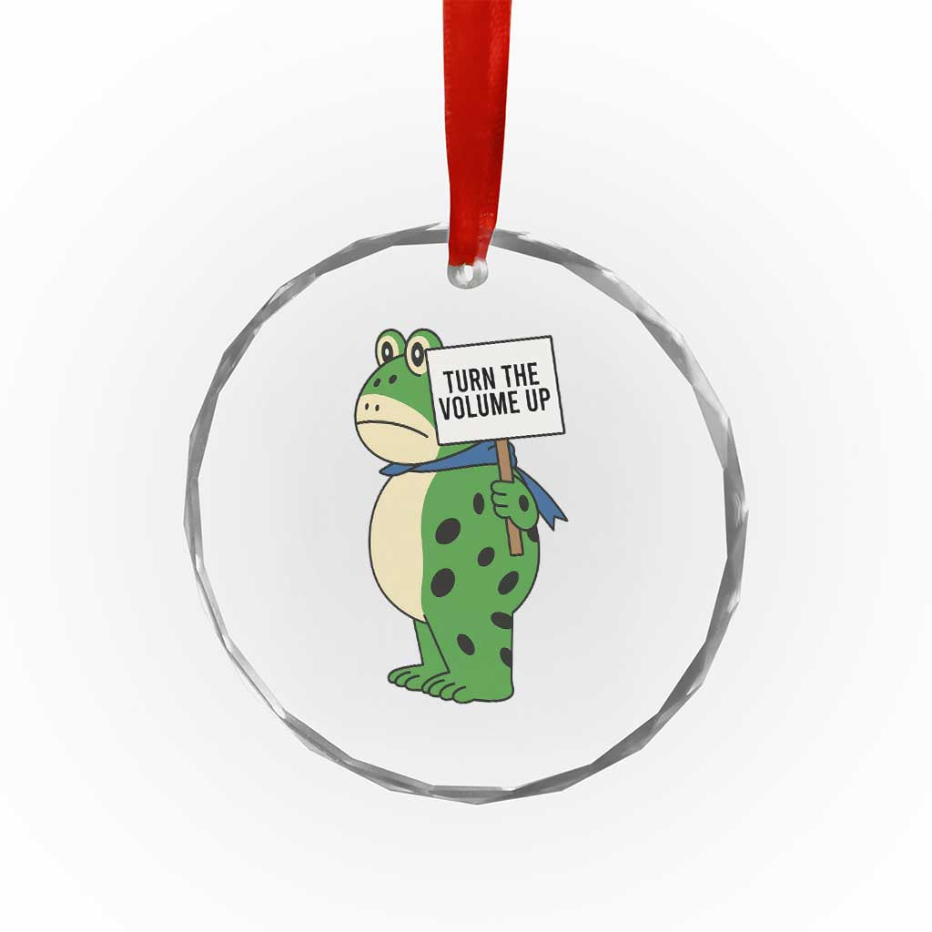 Turn The Volume Up Crystal Glass Ornament Resist Frog Portland Protest - Wonder Print Shop