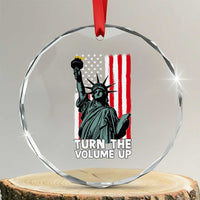 Turn The Volume Up Crystal Glass Ornament Statue of Liberty Patriotic American Flag - Wonder Print Shop