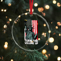 Turn The Volume Up Crystal Glass Ornament Statue of Liberty Patriotic American Flag - Wonder Print Shop