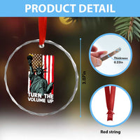 Turn The Volume Up Crystal Glass Ornament Statue of Liberty Patriotic American Flag - Wonder Print Shop