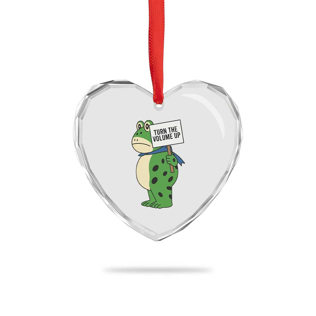 Turn The Volume Up Heart Crystal Glass Ornament Resist Frog Portland Protest - Wonder Print Shop