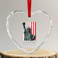Turn The Volume Up Heart Crystal Glass Ornament Statue of Liberty Patriotic American Flag - Wonder Print Shop