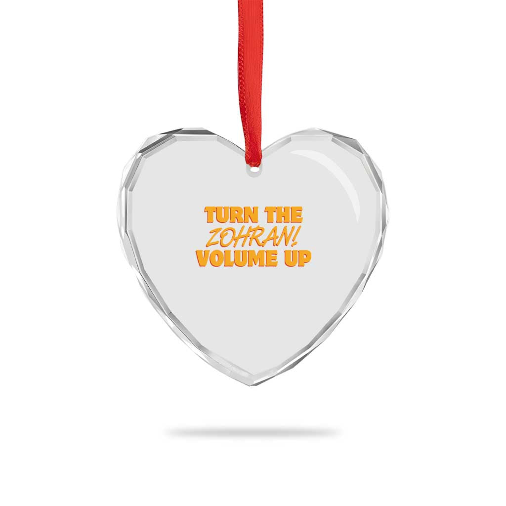 Turn The Volume Up Heart Crystal Glass Ornament Zohran Mamdani - Wonder Print Shop