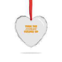 Turn The Volume Up Heart Crystal Glass Ornament Zohran Mamdani - Wonder Print Shop