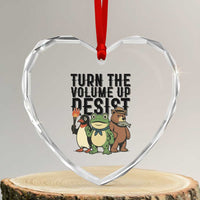 Turn The Volume Up Resist Heart Crystal Glass Ornament Portland Frog Bear Penguin Protester - Wonder Print Shop