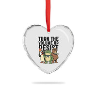 Turn The Volume Up Resist Heart Crystal Glass Ornament Portland Frog Bear Penguin Protester - Wonder Print Shop