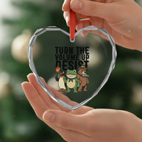 Turn The Volume Up Resist Heart Crystal Glass Ornament Portland Frog Bear Penguin Protester - Wonder Print Shop