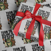 Turn The Volume Up Resist Wrapping Paper Roll Portland Frog Bear Penguin Protester - Wonder Print Shop
