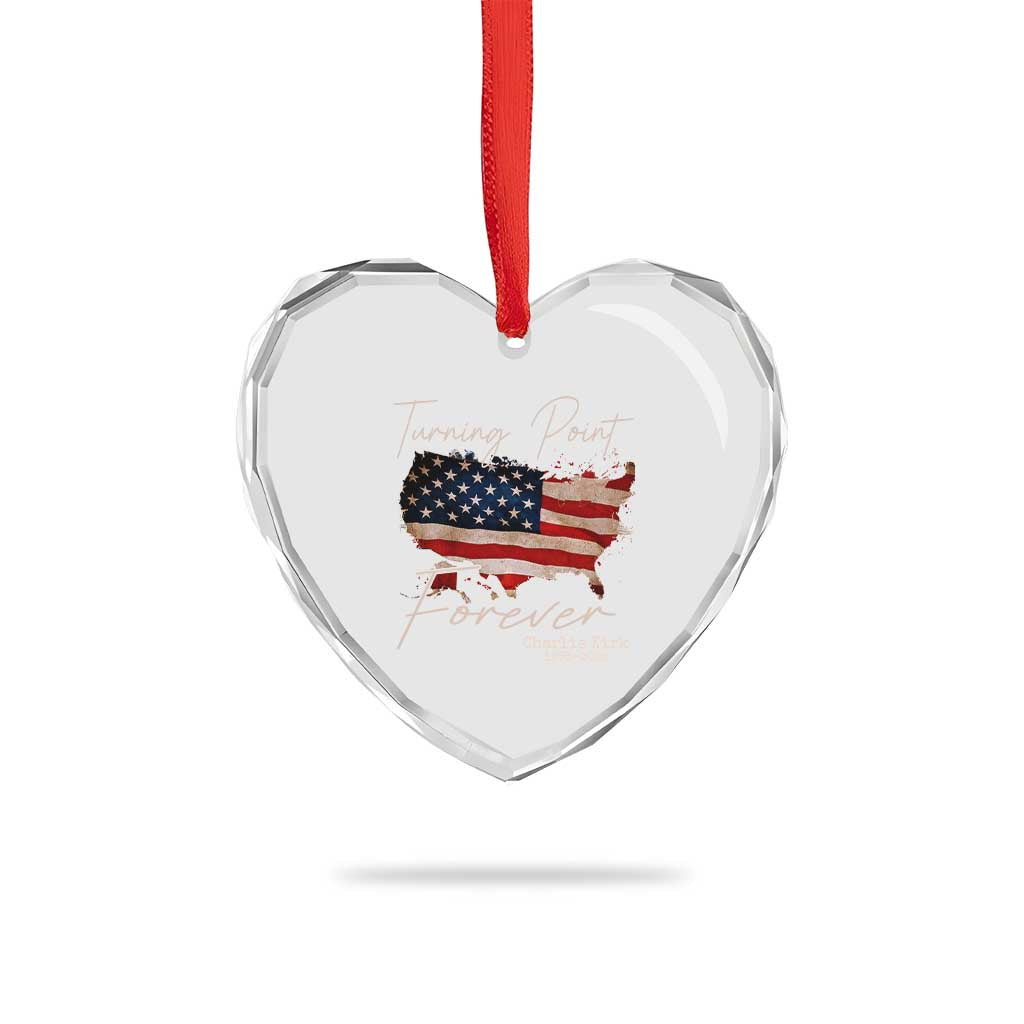 Turning Point Forever Heart Crystal Glass Ornament Patriotic American Map Vintage USA Flag - Wonder Print Shop