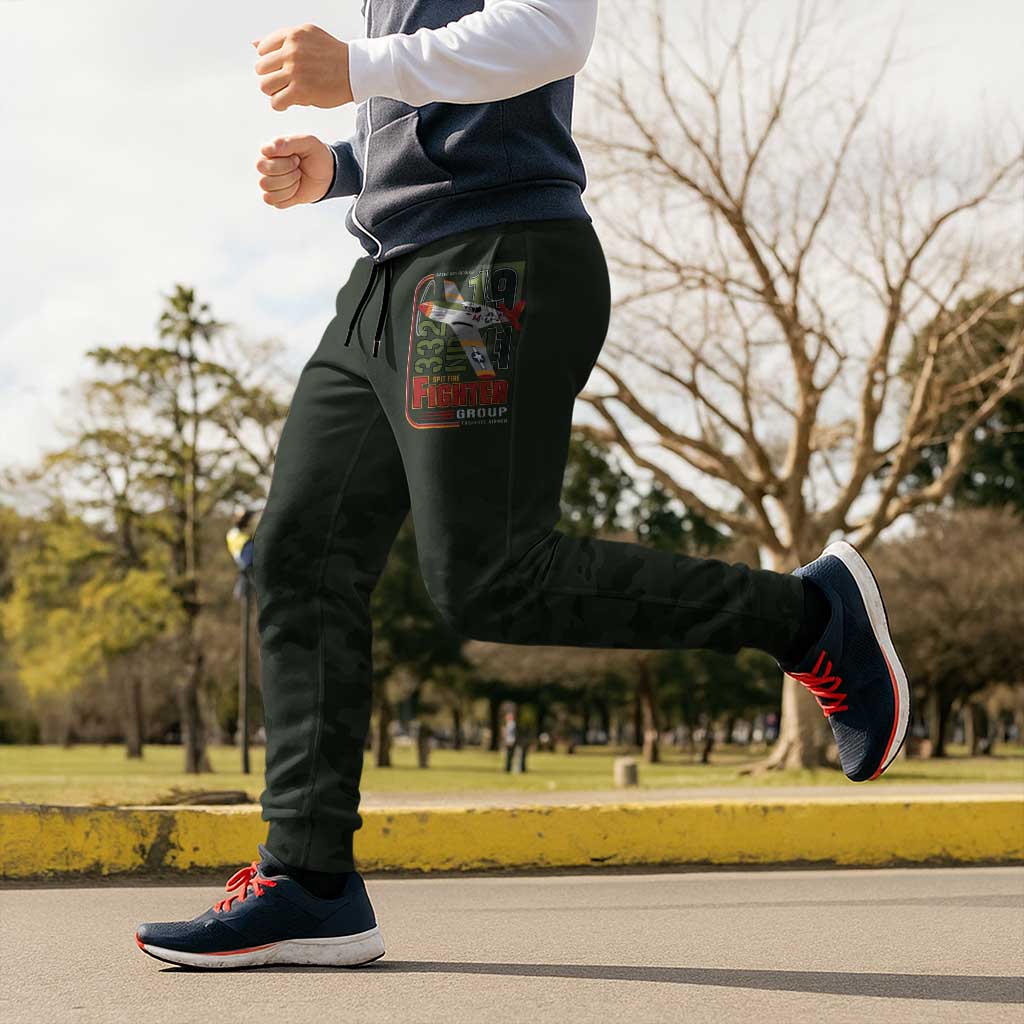 Tuskegee Airmen 332nd Spit Fire Jogger Pants Camo Moss Green - Wonder Print Shop