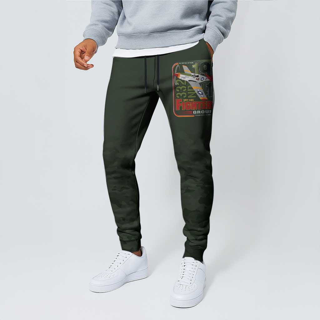 Tuskegee Airmen 332nd Spit Fire Jogger Pants Camo Moss Green - Wonder Print Shop