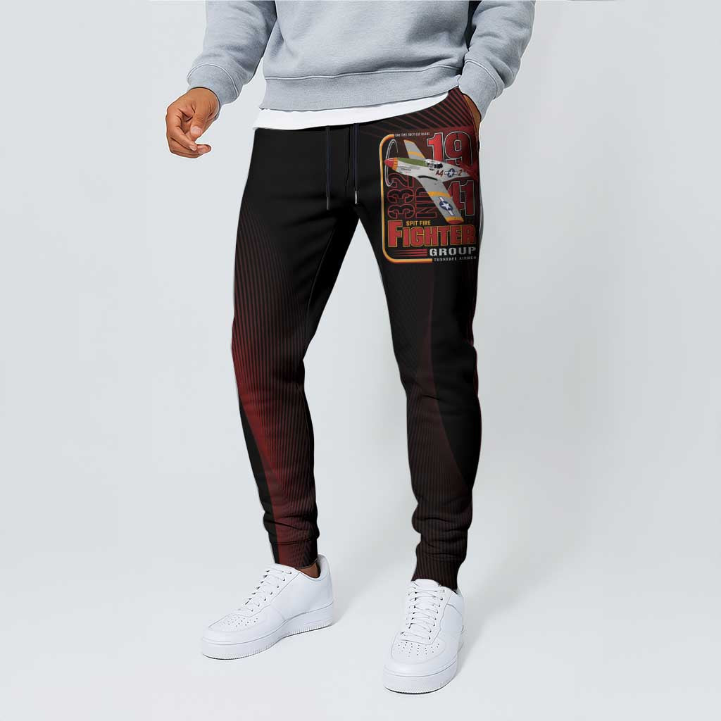Tuskegee Airmen 332nd Spit Fire Jogger Pants On The Blue Sky - Wonder Print Shop