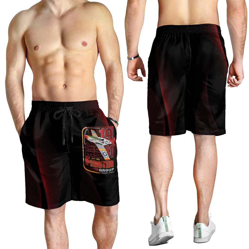 Tuskegee Airmen 332nd Spit Fire Shorts for Men On The Blue Sky - Wonder Print Shop