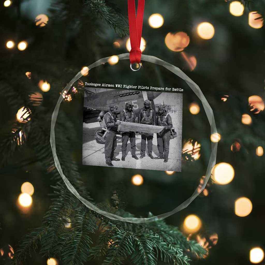 Tuskegee Airmen Crystal Glass Ornament African American Heroes Preparing for Battle WW2 TS10