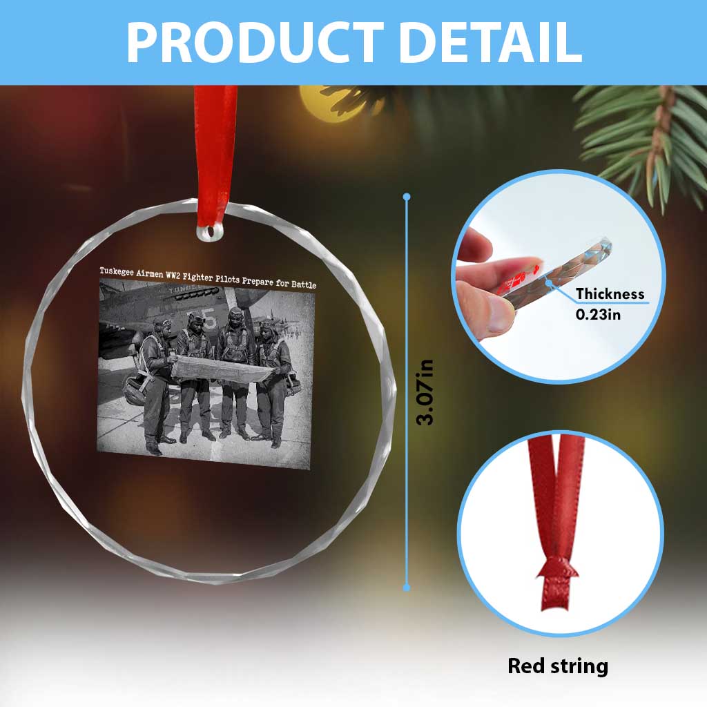 Tuskegee Airmen Crystal Glass Ornament African American Heroes Preparing for Battle WW2 TS10
