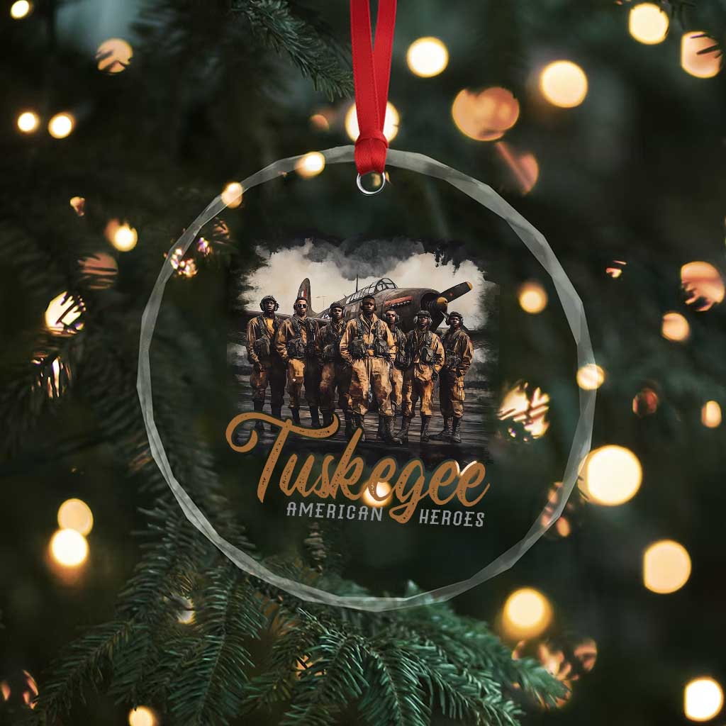 Tuskegee Airmen Crystal Glass Ornament African American Heroes WW2 Tribute Black History Month TS10