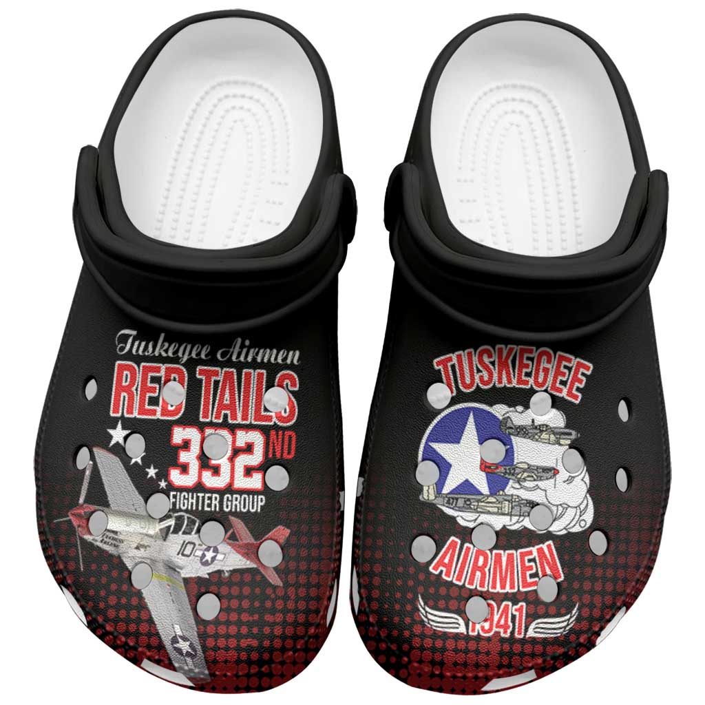 Tuskegee Airmen Red Tails Clogs Shoes 332nd Fighter Group WWII Tribute Black Style - Wonder Print Shop