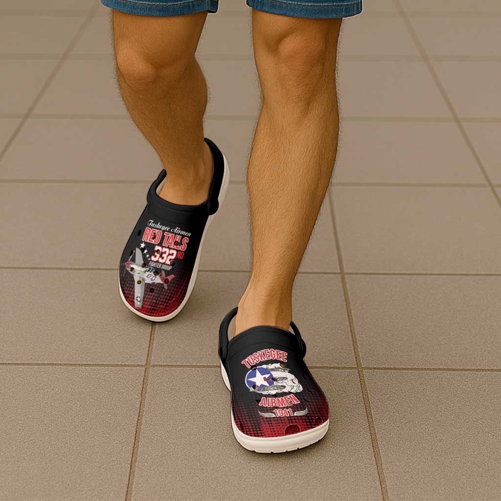 Tuskegee Airmen Red Tails Clogs Shoes 332nd Fighter Group WWII Tribute Black Style - Wonder Print Shop