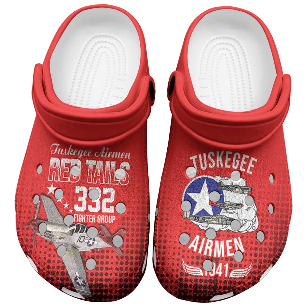Tuskegee Airmen Red Tails Clogs Shoes 332nd Fighter Group WWII Tribute Red Style - Wonder Print Shop