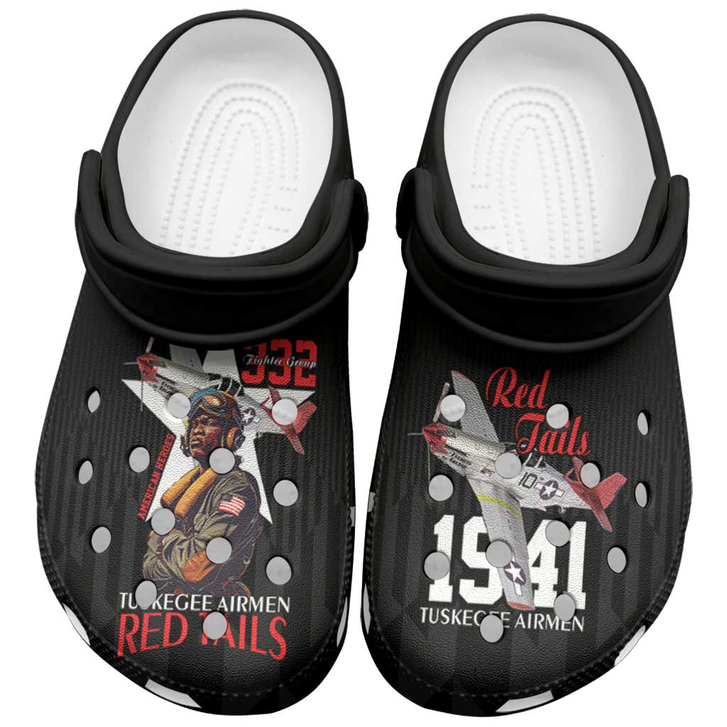 Tuskegee Airmen Red Tails Clogs Shoes African American Pilots Heritage Black Style - Wonder Print Shop