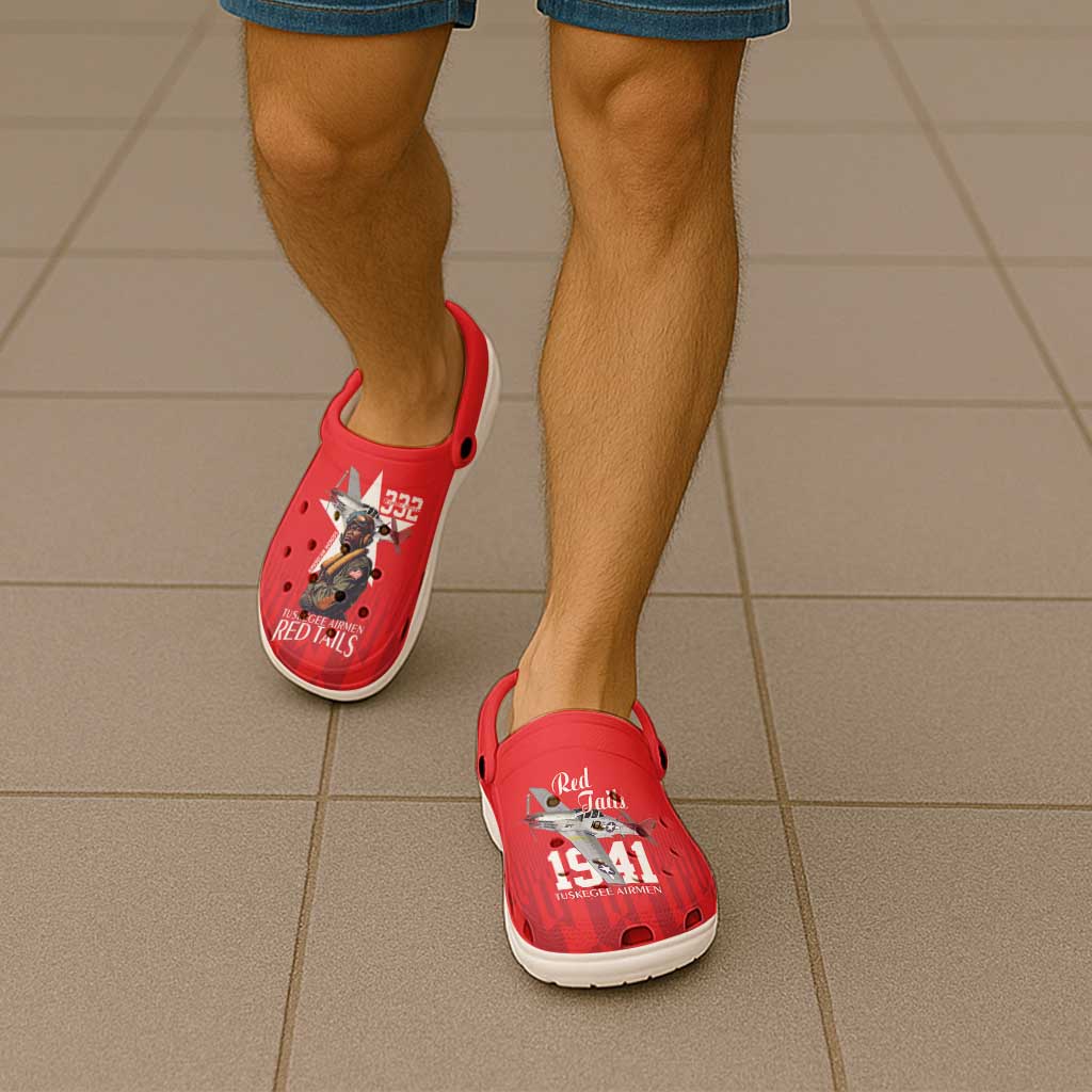 Tuskegee Airmen Red Tails Clogs Shoes African American Pilots Heritage Red Style - Wonder Print Shop