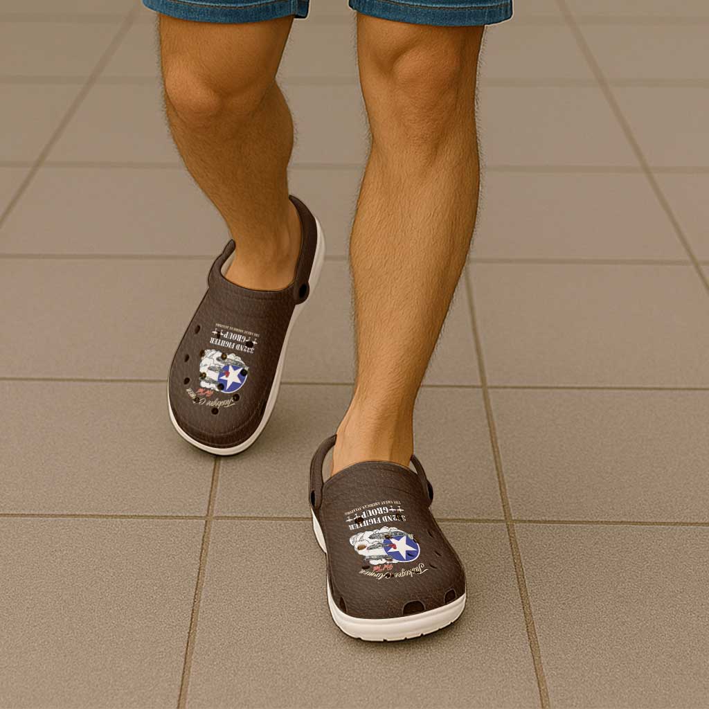 Tuskegee Airmen WWII Heroes Clogs Shoes The Great American Aviators Brown Leather Pattern - Wonder Print Shop