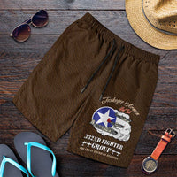 Tuskegee Airmen WWII Heroes Shorts for Men The Great American Aviators Brown Leather Pattern - Wonder Print Shop
