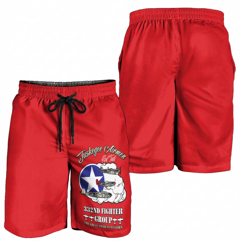 Tuskegee Airmen WWII Heroes Shorts for Men The Great American Aviators Red Art - Wonder Print Shop