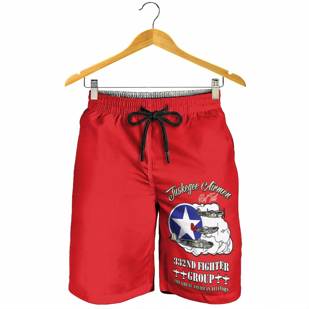 Tuskegee Airmen WWII Heroes Shorts for Men The Great American Aviators Red Art - Wonder Print Shop