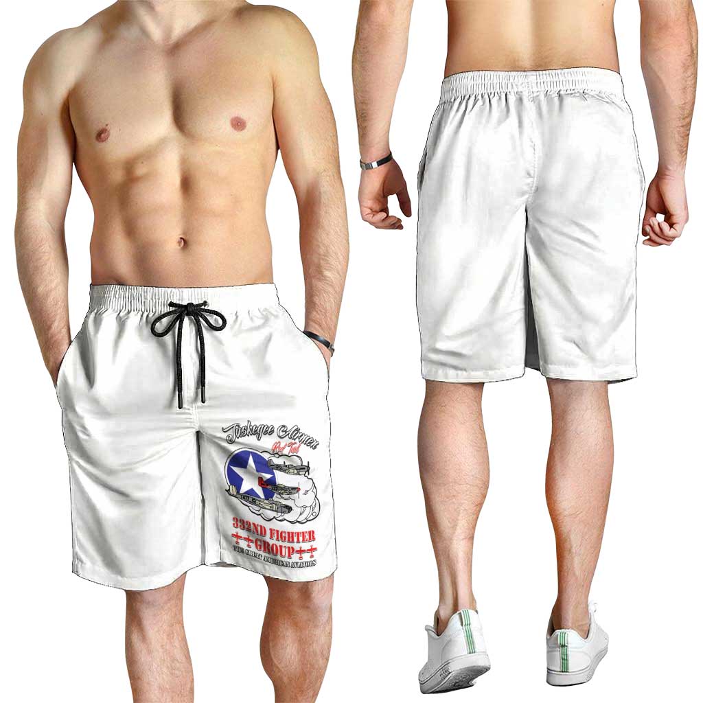 Tuskegee Airmen WWII Heroes Shorts for Men The Great American Aviators White Art - Wonder Print Shop