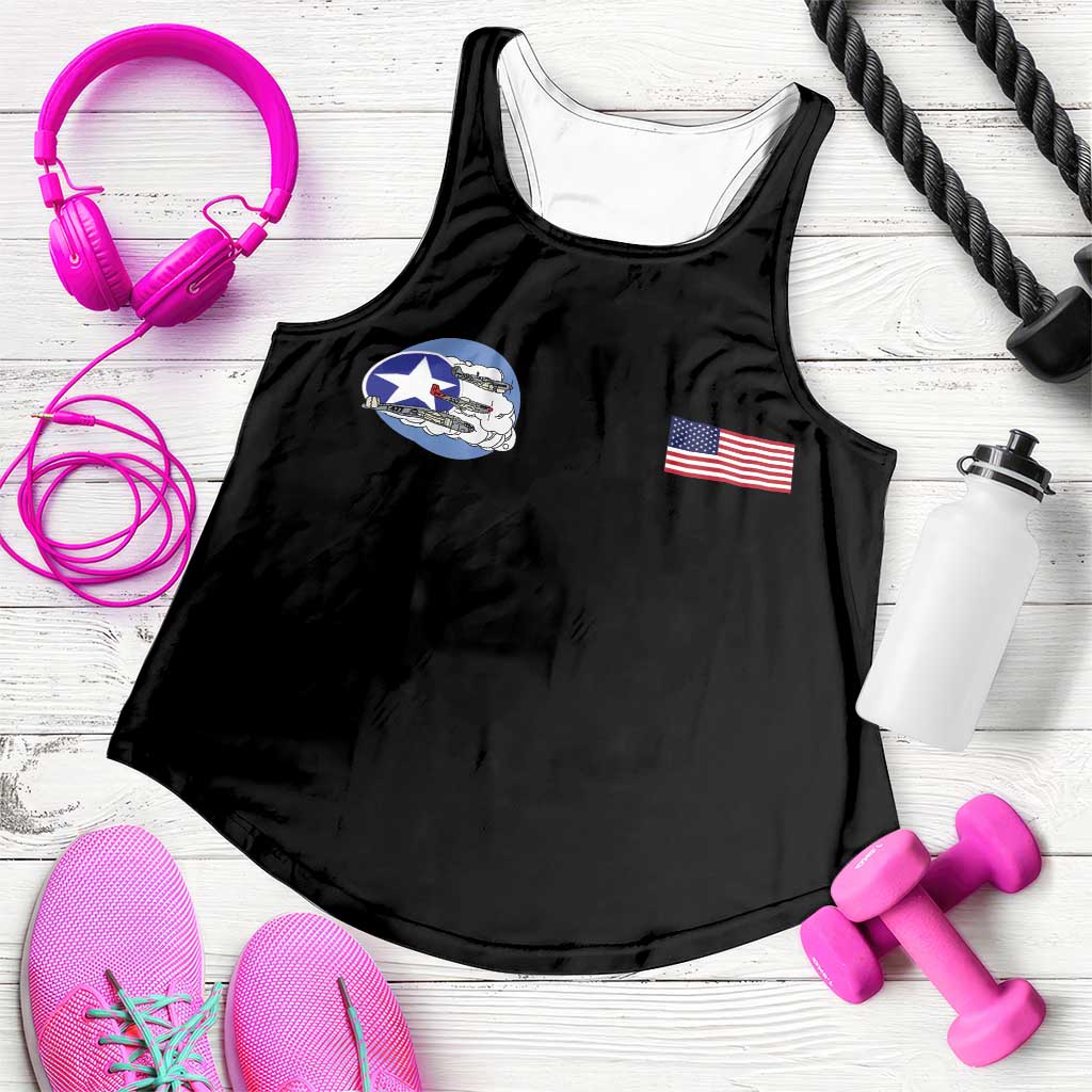 Tuskegee Airmen WWII Heroes Women Racerback Tank The Great American Aviators Black Art - Wonder Print Shop