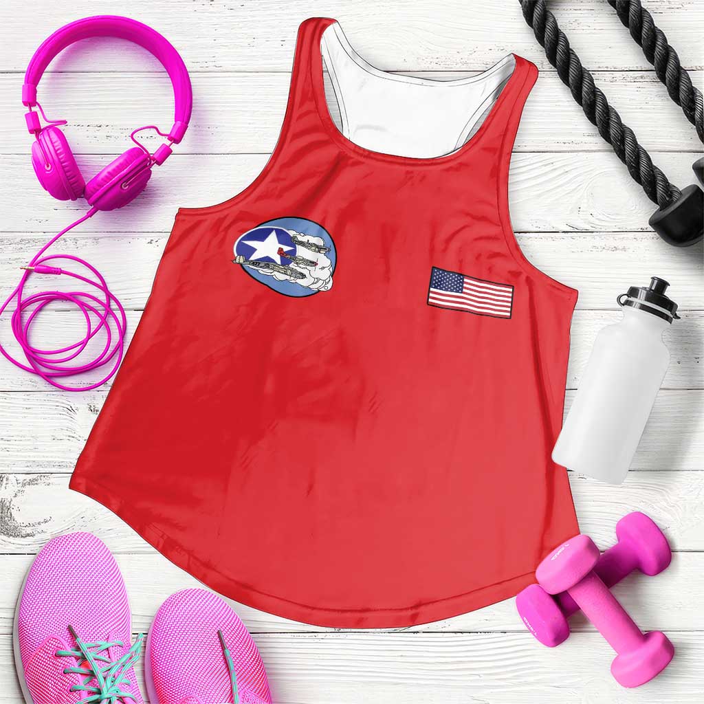 Tuskegee Airmen WWII Heroes Women Racerback Tank The Great American Aviators Red Art - Wonder Print Shop