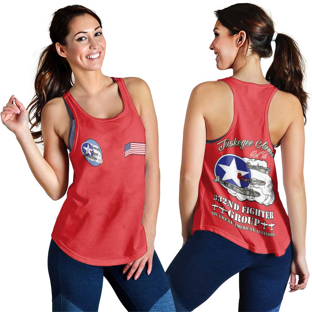 Tuskegee Airmen WWII Heroes Women Racerback Tank The Great American Aviators Red Art - Wonder Print Shop