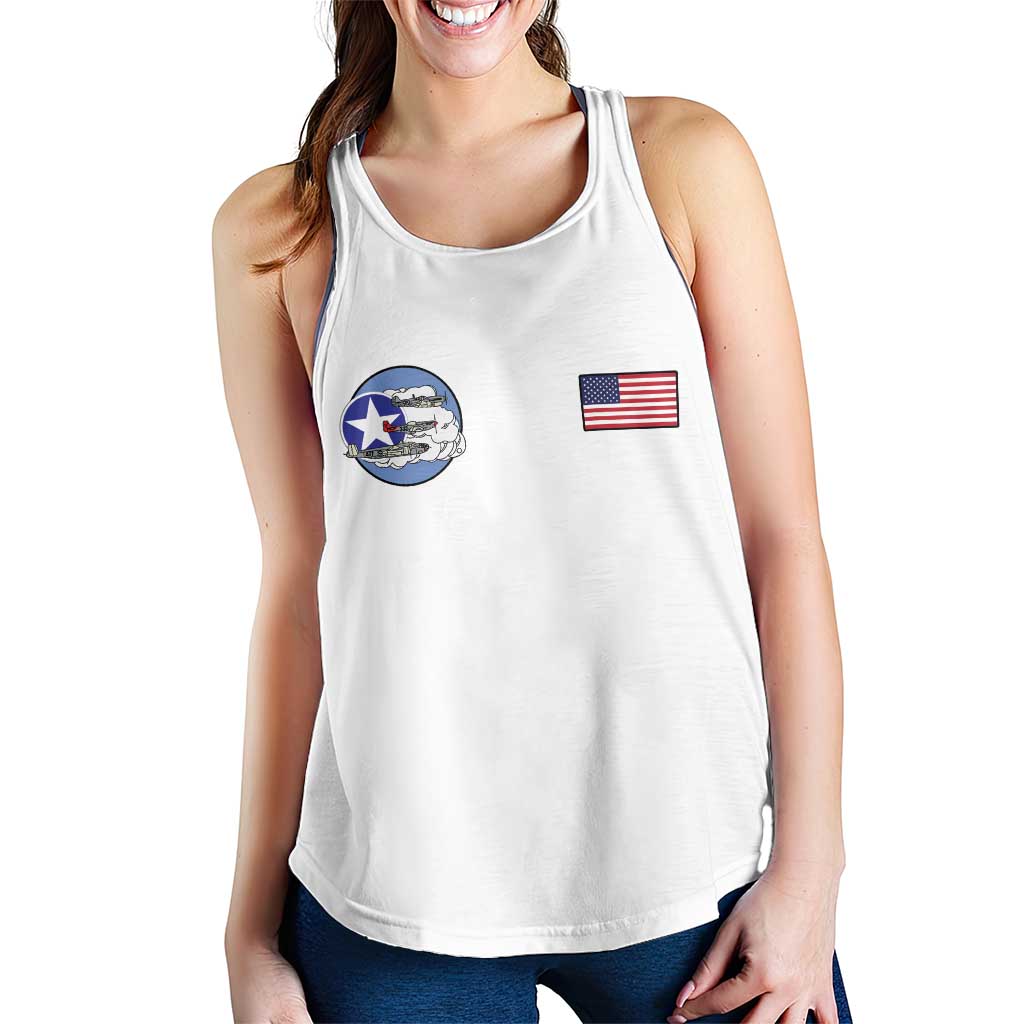 Tuskegee Airmen WWII Heroes Women Racerback Tank The Great American Aviators White Art - Wonder Print Shop