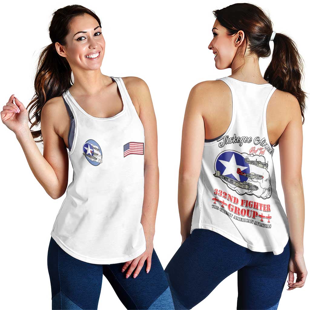 Tuskegee Airmen WWII Heroes Women Racerback Tank The Great American Aviators White Art - Wonder Print Shop