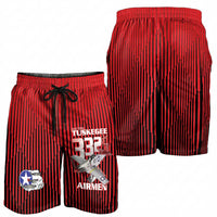 Tuskegee Red Tails Airmen Shorts for Men P-51 Mustang 332nd Fighter Group - Black Red - Wonder Print Shop