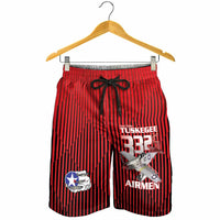 Tuskegee Red Tails Airmen Shorts for Men P-51 Mustang 332nd Fighter Group - Black Red - Wonder Print Shop