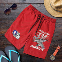 Tuskegee Red Tails Airmen Shorts for Men P-51 Mustang 332nd Fighter Group - Red - Wonder Print Shop
