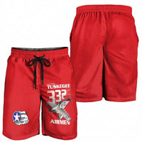 Tuskegee Red Tails Airmen Shorts for Men P-51 Mustang 332nd Fighter Group - Red - Wonder Print Shop