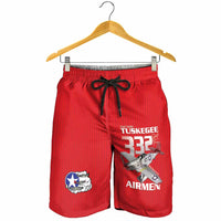 Tuskegee Red Tails Airmen Shorts for Men P-51 Mustang 332nd Fighter Group - Red - Wonder Print Shop