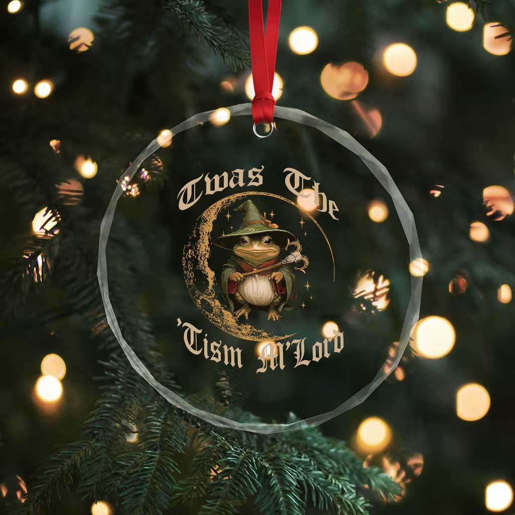 Twas the Tism MLord Frog Crystal Glass Ornament Funny Anti Social Meme