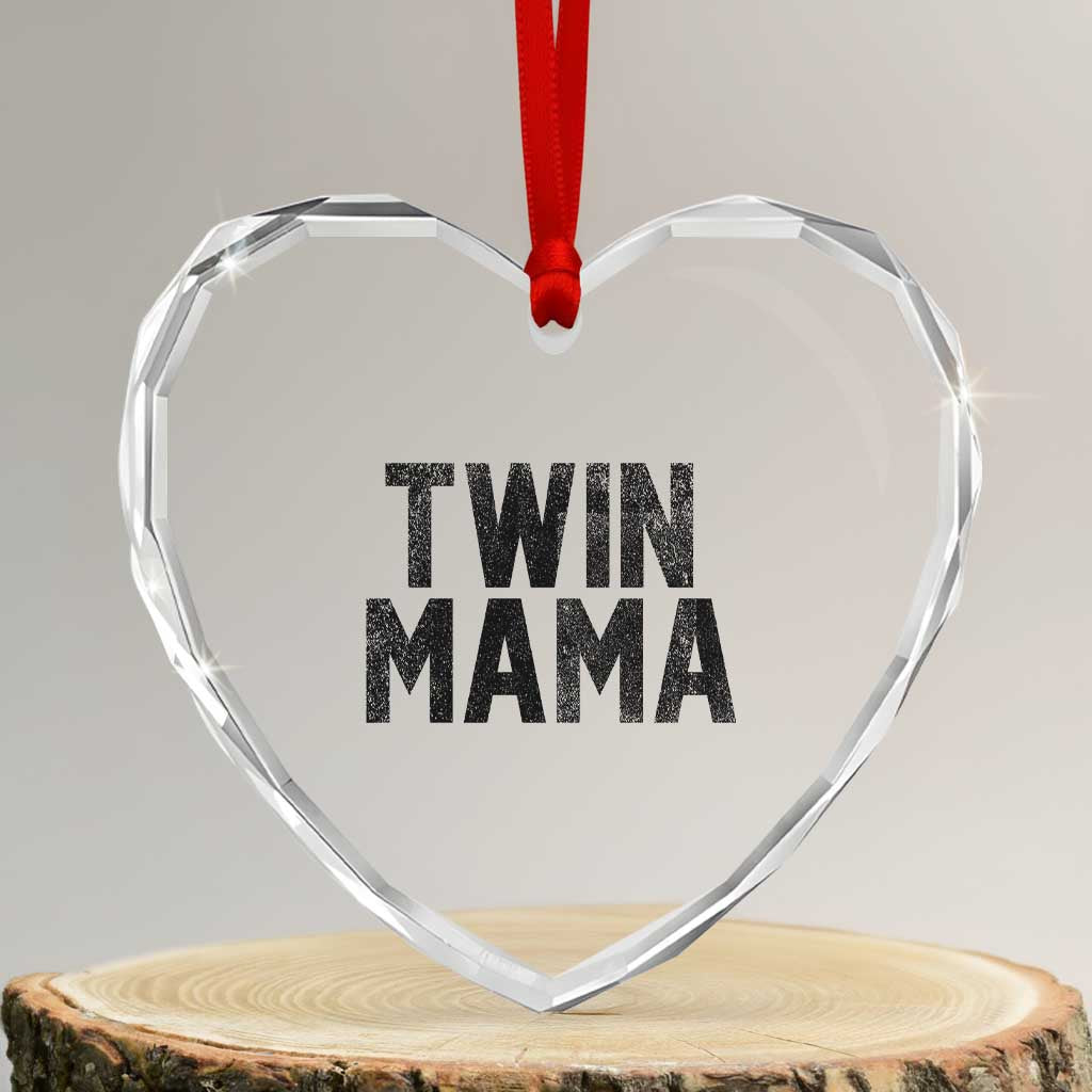 Twin Mama Heart Crystal Glass Ornament Pregnancy Announcement New Mom Mothers Day Gift