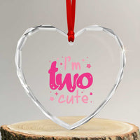 Two Birthday Girl Heart Crystal Glass Ornament Pink 2nd Bday Im Two Cute