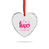 Two Birthday Girl Heart Crystal Glass Ornament Pink 2nd Bday Im Two Cute