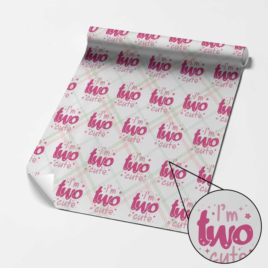 Two Birthday Girl Wrapping Paper Roll Pink 2nd Bday Im Two Cute