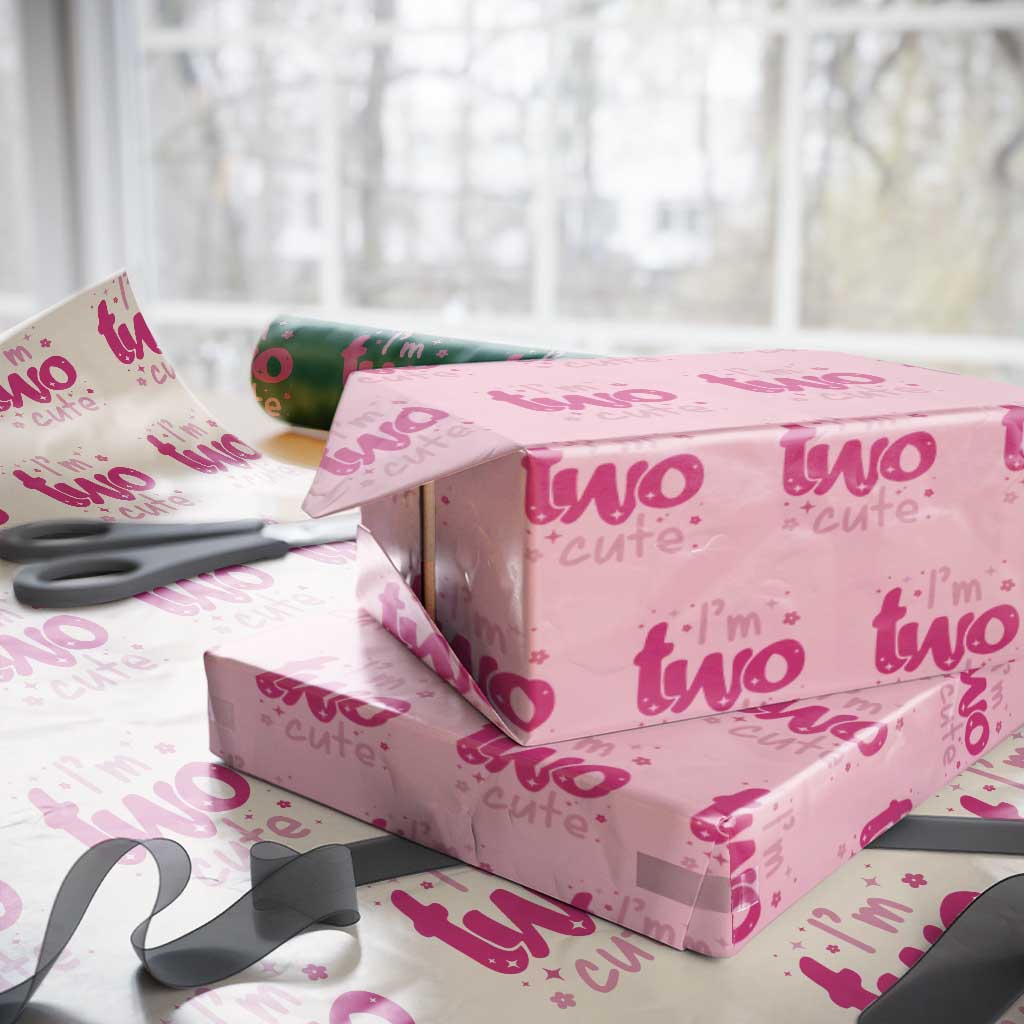 Two Birthday Girl Wrapping Paper Roll Pink 2nd Bday Im Two Cute