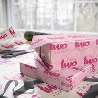 Two Birthday Girl Wrapping Paper Roll Pink 2nd Bday Im Two Cute